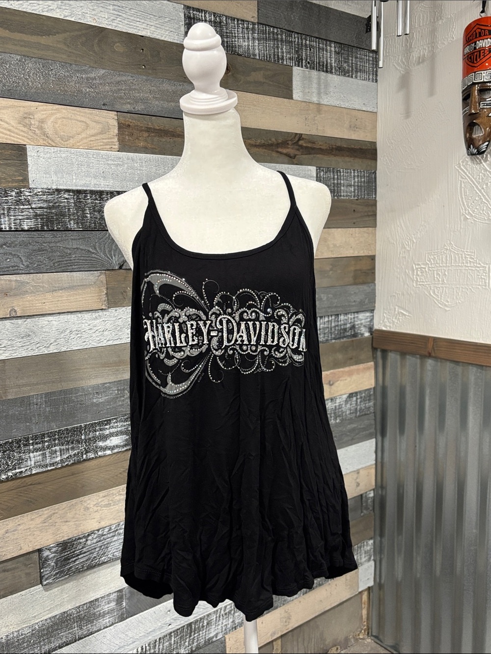 Harley-Davidson Black Tank with Silver Decorative Logo